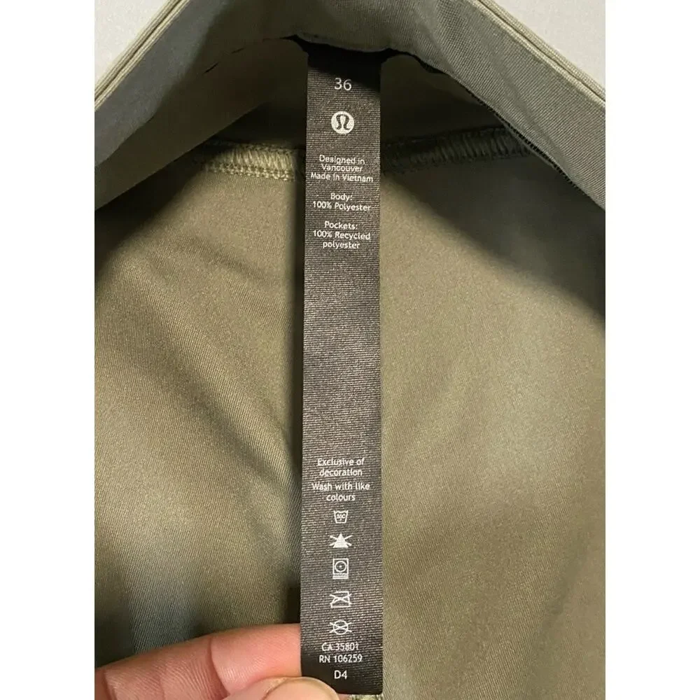 Lululemon LM5971S Flat Front Performance ABC Slim Fit Tech Pants. Olive, 36X29.5